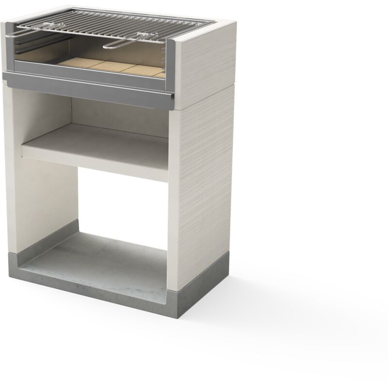 Tuozi - Barbecue fixe inox pour bois et charbon modèle venit flex plus (Gris/Blanc - 78 x 47 x 106 cm) ref: T01050 - Design robuste et durable
