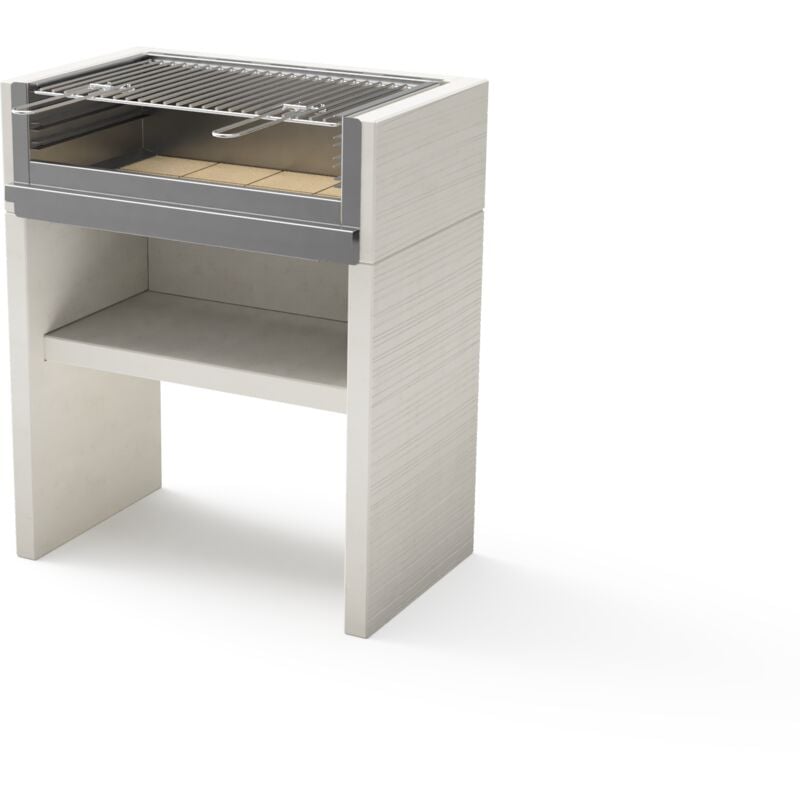 TUOZI - Barbecue fixe inox pour bois et charbon modèle VENIT FLEX PLUS (Gris/Blanc - 78 x 47 x 95 cm) REF: T00671 - Compact et pratique