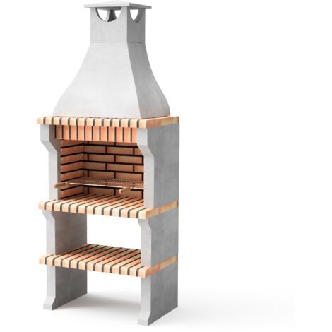 MOVELAR - Barbecue préfabriqué à bois et charbon de bois en béton réfractaire modèle Alcoa XL (Gris, Orange - 86,5 x 58 x 225 cm) REF: 3413/4 - Barbecue de jardin avec foyer fixe pour extérieur