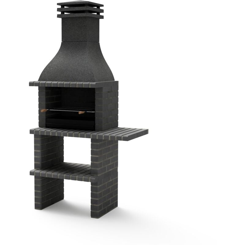 Maestro Ferretero - movelar - Barbecue préfabriqué à bois et charbon de bois Modèle bbq taos plus avec 1 avec support latéral court (Gris foncé - 110