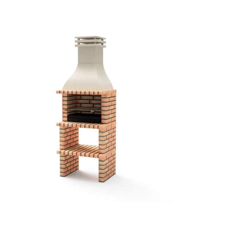 Maestro Ferretero - movelar - Barbecue Préfabriqué à Bois et Charbon Modèle taos plus (Orange/Beige - 76 x 58 x 214 cm) ref : M01140 - Usage Extérieur