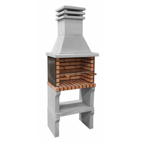MOVELAR - Barbecue préfabriqué à bois et charbon en béton réfractaire modèle Iberia Plus XL (Gris, Orange - 69 x 47 x 190 cm) REF: 3547 - Compatible modules New Iberia cuisine extérieure