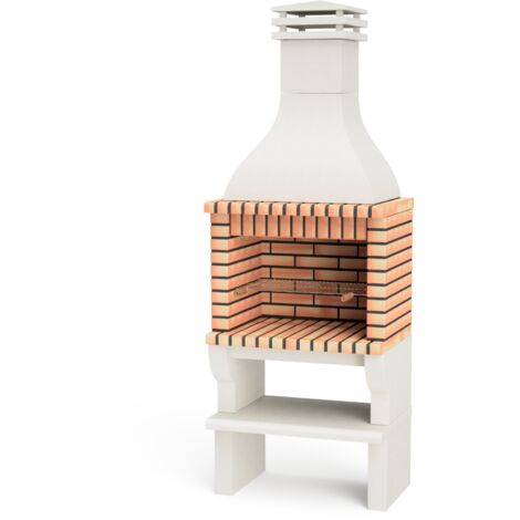 MOVELAR - Barbecue préfabriqué à bois et charbon en béton réfractaire modèle Nevada Plus XL (Beige, Orange - 86,5 x 60 x 238 cm) REF: 3534/5 - Cuisine extérieure compacte pour jardin ou terrasse