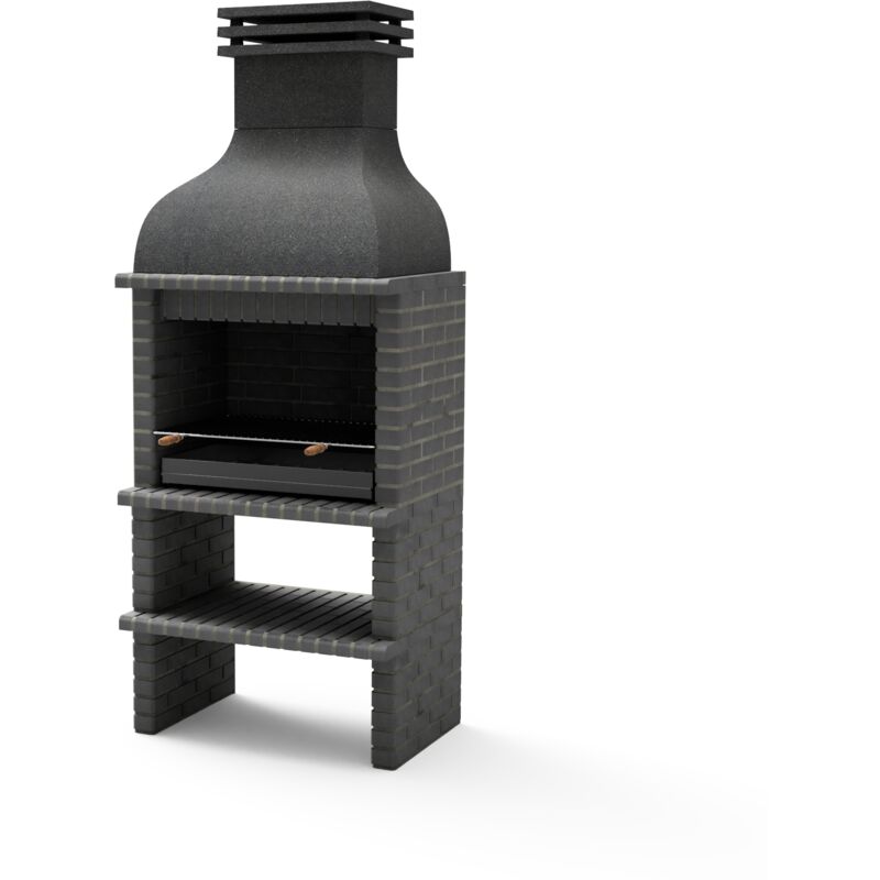 Maestro Ferretero - movelar - Barbecue Préfabriqué à Bois et Charbon Modèle bbq benhaddou plus avec Grill (Gris Foncé - 100 x 70 x 262 cm) ref :