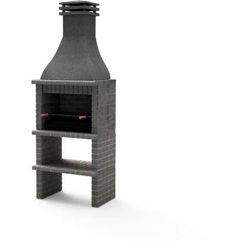 MOVELAR - Barbecue Préfabriqué à Bois et Charbon Modèle KHIVA PLUS avec Grill (Gris Foncé - 86,5 x 58 x 246 cm) REF : M01022 - Usage Extérieur
