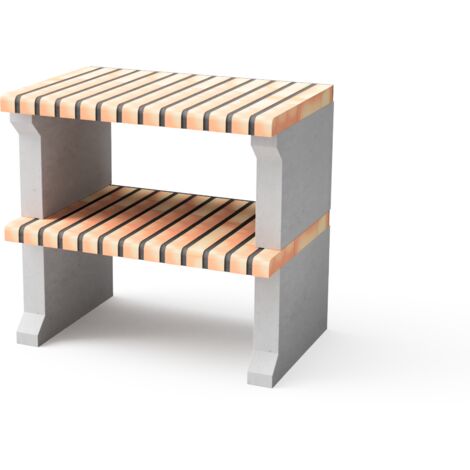 MOVELAR - Caballete lateral Alcoa Plus XL para Barbacoa de Obra Prefabricada (Gris, naranja - 86,5 x 58 x 58 cm) - Uso en Exteriores