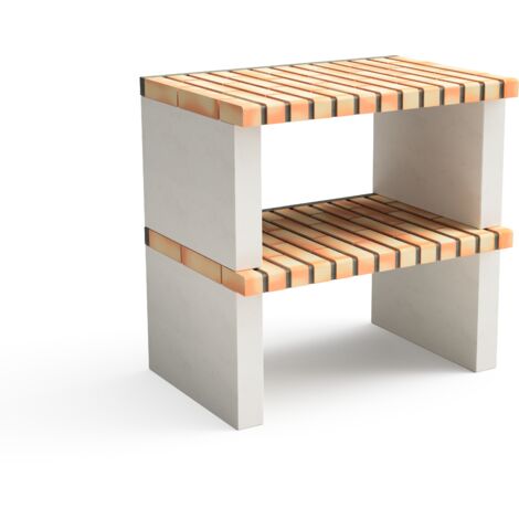 MOVELAR - Caballete lateral del módulo Nazca para Barbacoa de Obra Prefabricada (Blanco, naranja - 86,5 x 58 x 58 cm) - Uso en Exteriores