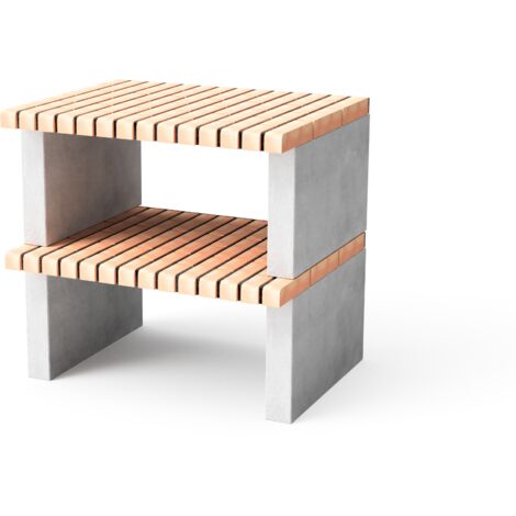 MOVELAR - Caballete lateral módulo Albufeira para Barbacoa de Obra Prefabricada (Gris, naranja - 95 x 70 x 70 cm) - Uso en Exteriores