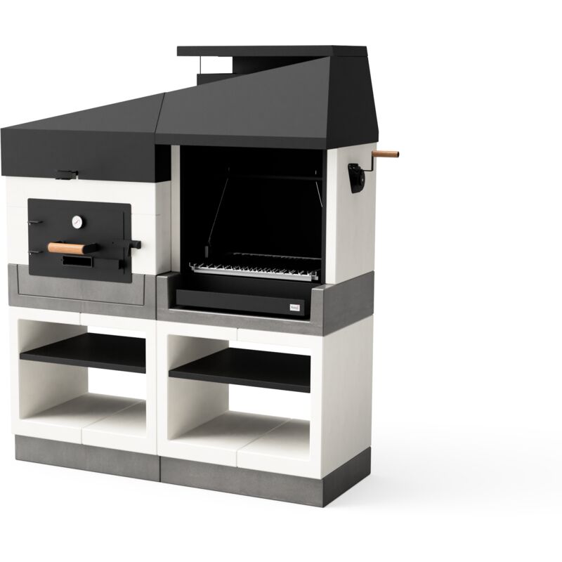 Cuisine Extérieure Kitaway Otte Barbecue + Four, Gril Argentin - 168 x 63 x 206 cm – Barbecue de Jardin avec Four à Bois - Tuozi