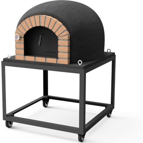 MOVELAR - Four à Bois d'Extérieur en Pierre STROMBOLI (Noir - 120 x 120 x 165 cm) – Four Réfractaire de Grande Capacité, Cuisson Optimale