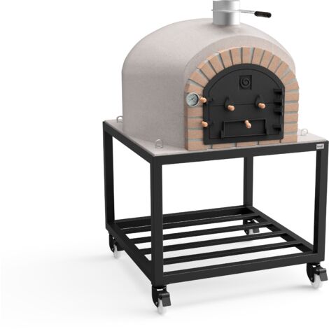 MOVELAR - Horno de Leña Exterior de Obra VESUVIUS (Blanco - 100 x 100 x 157 cm) – Horno de obra exterior con aislamiento térmico, 3 mantas cerámicas, cocción leña para jardín - REF: M00420