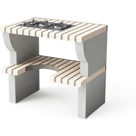 MOVELAR - Module tréteau latéral gaz Bailen Plus pour Barbecue en Béton Préfabriqué (Beige, Gris - 86,5 x 58 x 58 cm) - Usage Extérieur