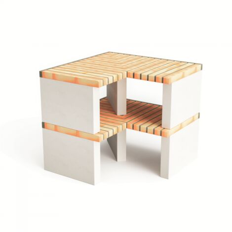 MOVELAR - Módulo de esquina de Nazca para Barbacoa de Obra Prefabricada (Blanco - 95 x 95 x 95 cm) - Uso en Exteriores