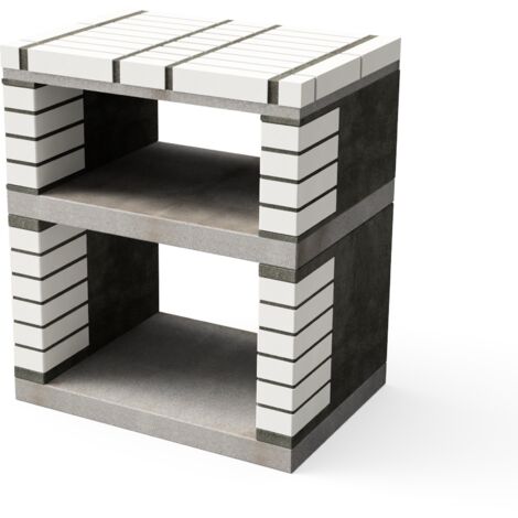 MOVELAR - Tréteau latéral du module Lima pour Barbecue en Béton Préfabriqué (Gris, blanc - 74 x 53 x 53 cm) - Usage Extérieur