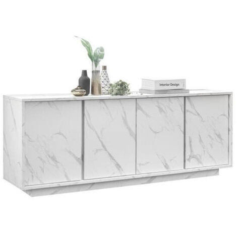 Movil multiusos Carrara - 4 Puertas - Para vestibulo, dormitorio, cocina, pasillo - Madera en Tablero de particulas de melamina, 110,1 x 42 x 140 cm