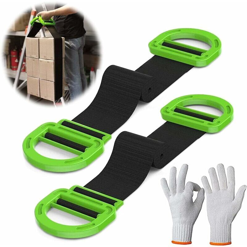 Moving and lifting straps for furniture, boxes, mattress construction, lifting straps (2 pieces)