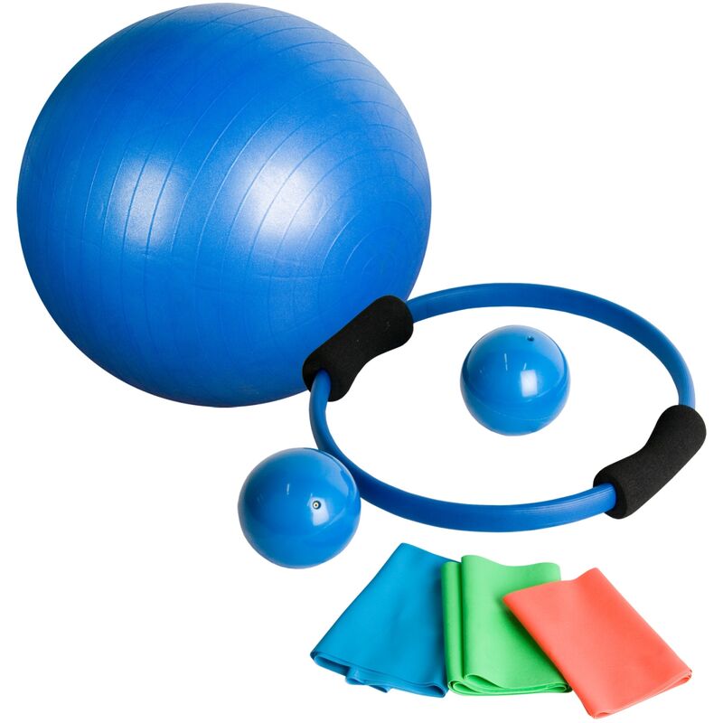 Movit - Set de yoga 7 pièces, set Pilates, comprenant 1x ballon de gymnastique, 2x médecine ball, 1x anneau Pilates, 3x bandes de gymnastique