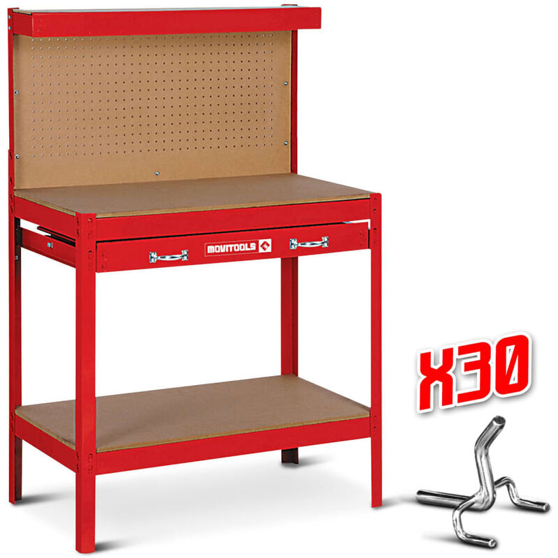 

Banco de trabajo con cajón de metal 90x48x140 cm - Multicolor - Movitools