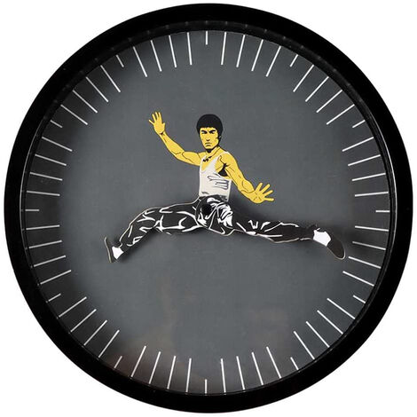 MOWZE Horloge La créativité Horloge de Kung Fu Horloge Murale à Quartz Ronde Horloge Silencieuse sans de Bruit pour Salon Chambre Bureau Cafétéria Restaurant