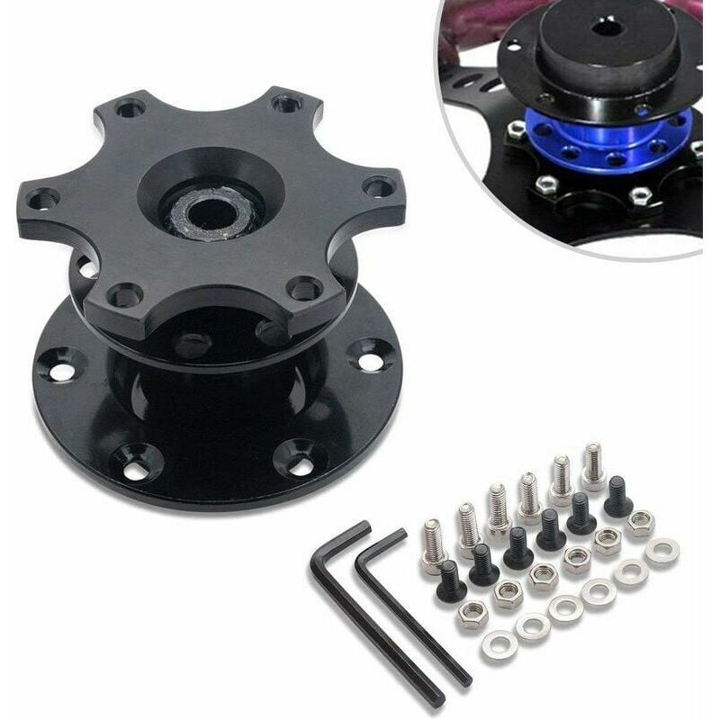 Moyeu de dégagement rapide de volant de voiture Adapt Universal Snap Off Moyeu de volant Boss Race/Rally/Motorsport (Noir)