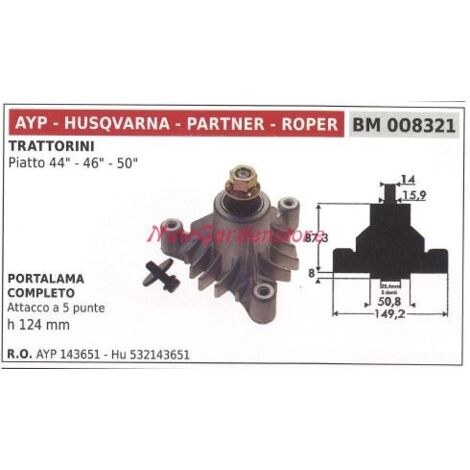Moyeu de lame pour tracteur de pelouse tondeuse plate 44 46 50 AYP 008321