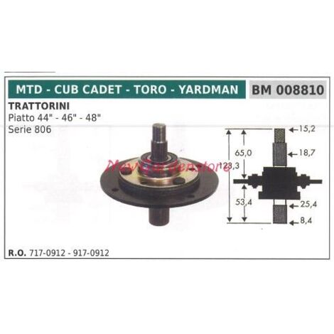 Moyeu de lame pour tracteur de pelouse tondeuse plate 44 46 pouces MTD 008810