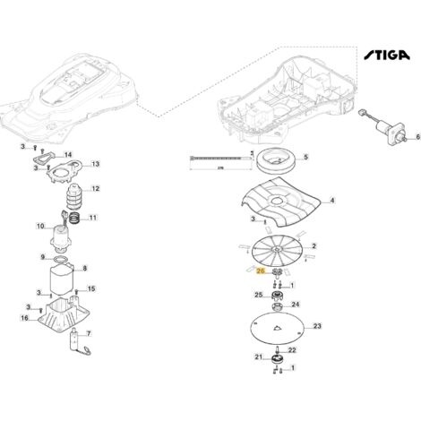 Moyeu interface disque ORIGINAL STIGA a7500 rtk tondeuse robot 122465665/0