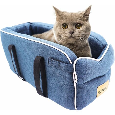 MoYouno Asiento de coche para perros y gatos pequeños, hamaca de viaje para mascotas, se adapta a la mayoría de los asientos interactivos de lujo (asientos elevados para perros y gatos, azul) 001
