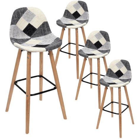 MOZAIK - Lot de 4 Tabourets Scandinaves Noirs et Blancs