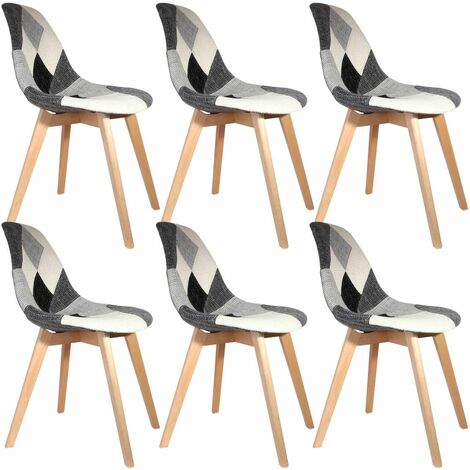 Eva - lot de 6 fauteuils chaises de salle à manger - finition tissu velours  noir - pieds noir et dorés - style scandinave - Conforama