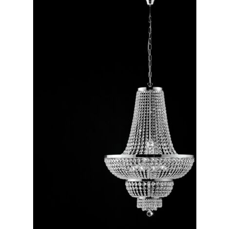 Mozart Lustre En Fer Et Laiton Chromé Avec Strass 10 Lumières 155 D.65 Bl189-10-Cr