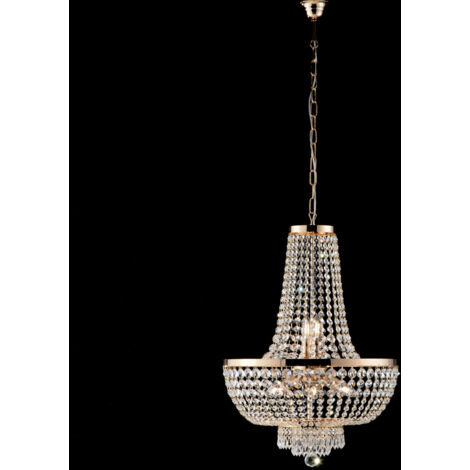 Mozart Lustre En Fer Et Laiton Doré Avec Strass 8 Lumières 134 D.50 Bl189-8-Or