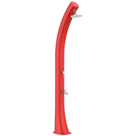 MPC Ducha Solar de Jardín Roja Agua caliente gracias al sol 226 cm de altura rociador redondo de 1524 cm depósito de 40 litros y lavapies modelo Rio Xxl