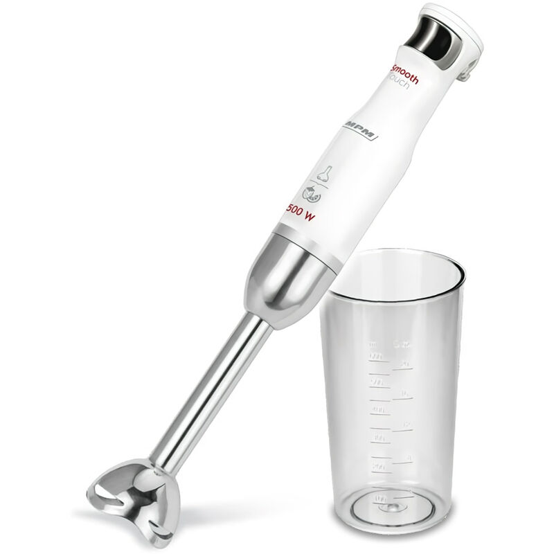 MBL-27 Batidora de Mano Desmontable, Brazo y Cuchillas de Acero Inoxidable, Función Smooth Touch, Vaso 700 ml 500W Blanco/Gris - Blanco/Gris - MPM