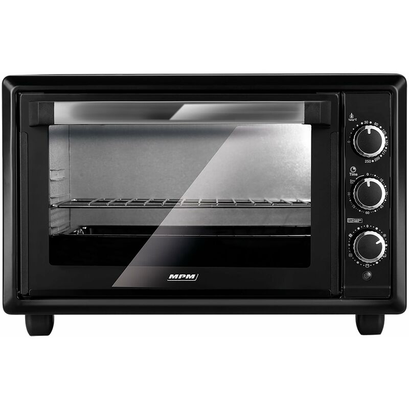 MPM - MPE-28/T Horno Eléctrico Convección 28 Litros, Sobremesa, Temporizador, Ajuste Temperatura 6 Modos Calor 1500W Negro