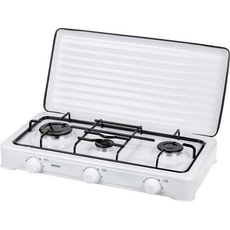 MPM KN-03/1K White Countertop 60 cm Gas 3 zone(s) - Black