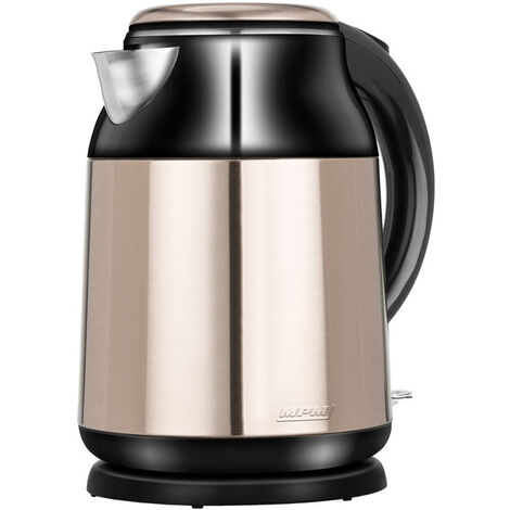 MPM MCZ-91M Bouilloire Électrique de 1,7 Litre, Acier Inoxydable sans BPA, Résistance Cachée 2000W Noir/Argent