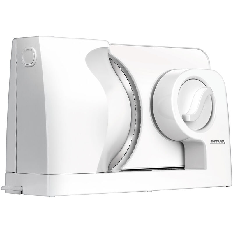MKR-05 Trancheuse de Viande Pliant, Coupe Réglable Jusqu'à 15 mm Acier Inoxydable 150W Blanc - MPM