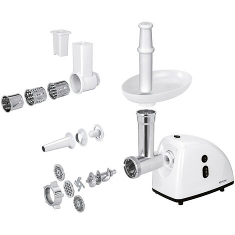 MPM MMM-06 Hachoir électrique à viande avec poussoir à saucisses 3 disques de coupe 720W Blanc