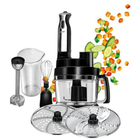MPM MRK-17 Robot Cuisine Multifonction, Hachoir, Pétrin, Mélangeur fruits et Légumes 800W Noir