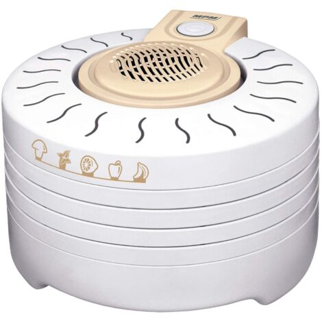 MPM MSG-03 Essiccatore Alimentare, 4 Vassoi Senza BPA di 28 cm, Disidratatore Elettrico per Alimenti, Frutta, Funghi e Verdura, 250W, Bianco, 0 Decibel, Plastica
