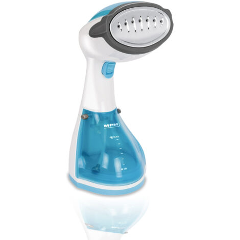 MPM MZP-01 Fer à vapeur Semelle en acier inoxydable 1200 W Bleu, Acier satiné, Transparent, Blanc