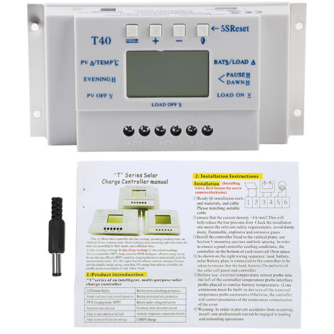 MPPT 40A 12V/24V LCD-Solarladeregler für Straßenbeleuchtung und Photovoltaikmodule