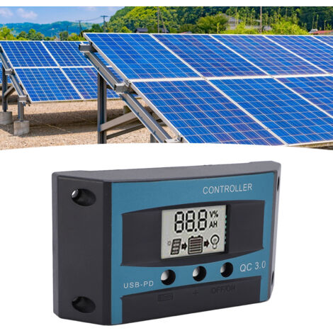 MPPT-Regler 30A USB-Ladegerät Dual-Controller 12V/24V Solarpanel-kompatibel mit Max-Tracking-Algorithmus LCD ABS