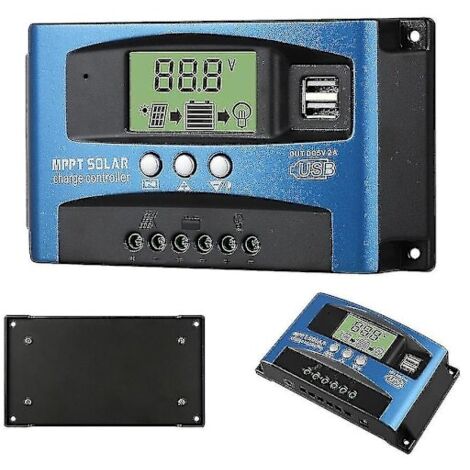 MPPT-Solarladeregler 100 A, 80 A, 60 A, 50 A, 40 A, 30 A, zwei USB-Anschlüsse, LCD-Display, 12 V, 24 V, 30 A