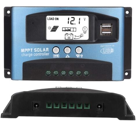 BLUETHY MPPT Solarladeregler 40A 50A 60A 100A Solarpanelregler Ladebatterieregler Dualer USB-Anschluss Negative Masse mit LCD-Anzeige 12V 24V(50A)