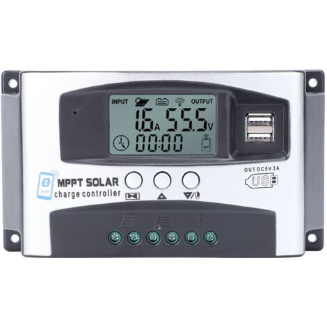 MPPT-Solarregler, LCD-Display-Regler 12V 24V 36V 48V 60V mit App-Steuerung, Timer-Einstellung, intelligentem Management, Plug-in.