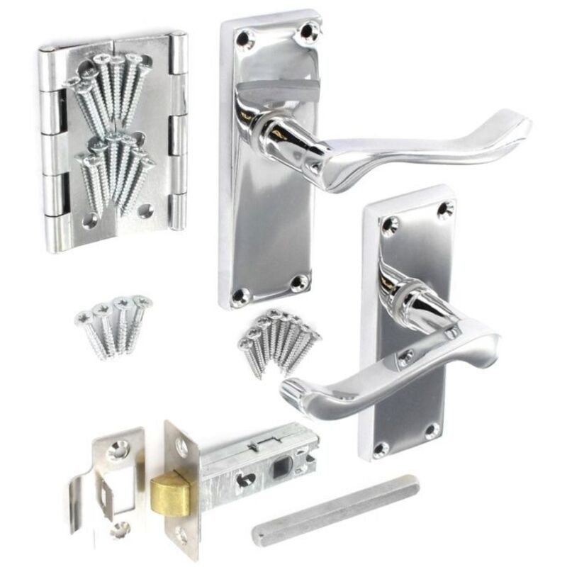 Securit - DP2701 Chrome Internal Scroll Latch Handle Door Pack