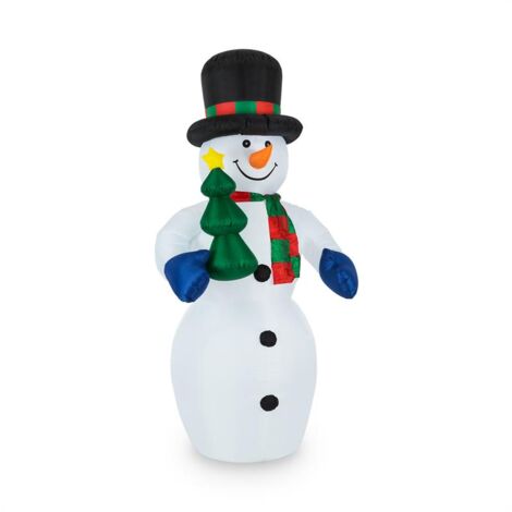 Mr. Frost décoration de Noel bonhomme de neige gonflable 240cm LED - Blanc - Blanc