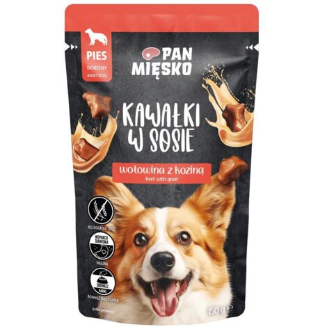 Mr. Meat  Comida húmeda para perros  Trozos en salsa 150 g - Ternera con cabra 150 g